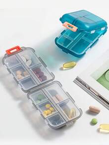 1/2 Pezzi Organizzatore di pillole portatile a doppio strato con 10 scomparti, coperchio trasparente indipendente, ermetico e anti-umidità, scatola di stoccaggio per medicinali da viaggio, adatto per il ritorno a scuola e l'uso in dormitorio - Multicolore - Visualizzare 7