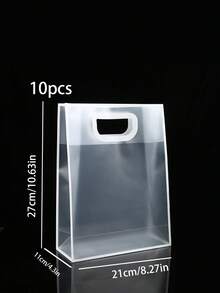 10pcs Transparent Frosted Reusable Plastic Party Gift Bags, Suitable For Wedding, Birthday, Shower
