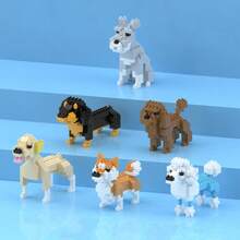 1pc Cartoon Building Blocks Mini Multi-Style Choice Animal Dog Dachshund / Labrador / Schnauzer / Shiba Inu / Poodle Teddy Pet Dog Companion DIY Assembly Educational Building Block Set Home Decor Birthday Gift - 彩色 - 查看 3