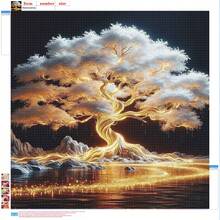 1pc 5D DIY Diamond Painting - "Fantasy Glowing Tree Style: A Tree Emitting Warm Golden Light All Over" - Large Size Frameless Mosaic Full Diamond Round Acrylic Diamond Art DIY Diamond Painting Kit, Suitable For Home And Office Desktop Decoration, Tabletop Decoration And Wall Decoration, Living Room, Bedroom, Study Room Ideal Home Decor Gift, Suitable For Adult Beginners And Craft Enthusiasts, Handmade Gift Ideas, Perfect Gift For Family Gatherings, Birthday Parties And Various Festivals - Multicolor - View 5