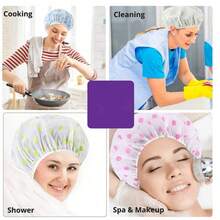5pcs/4pcs/1pc Waterproof EVA Plastic Shower Cap, Elastic Reusable Swimming Cap, Beauty Salon SPA Lace Elastic Band Print Cap/Shower Cap - Multicolor - View 8