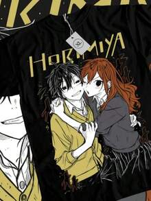 Hori-San To Miyamura-Kun-Shirt Kawaii Japanese Anime Horimiya Shirt All Size - 黑色 - 查看 2