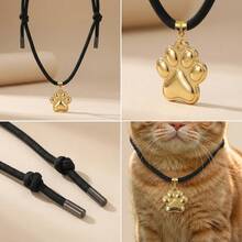 1 pièce Collier pour chat de compagnie avec empreinte de patte 3D, laisse tressée douce et ajustable, convient aux chats petits/moyens/grands, accessoire de mode d'intérieur/extérieur - Multicolore - Voir 5