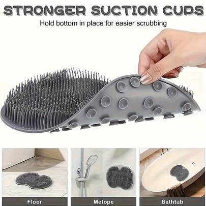 1 Anti-Allergy Silicone Foot Cleaner With Suction Cup - Anti-Slip Shower Foot Scrubber, Deep Cleaning Exfoliating Massage Tool, Fragrance-Free Deep Exfoliation, Light Beige Exfoliation, Home Relaxation, Foot Scrubber, Modern Bathroom Accessory