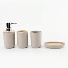 4pcs Plastic Minimalist Rinse Cup, Bathroom Dispenser Bottles, Soap Dish Bathroom Accessories Set