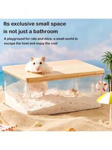 仓鼠沙浴淋浴箱桑拿房亚克力挖沙容器小型动物浴室厕所仓鼠刺猬松鼠 - 無色 - 查看 3