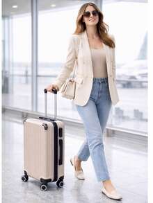 Maleta De Mano 20in Carry On 10kg Candado Ruedas 360° - Champán - Ver 8