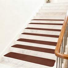 15PCS Extra Long Plush Stair Treads, 7.8x29.5 Inch, 3-Layer Soft Carpet Runner With Laboratory-Tested Strong Grip Backing, Non-Slip Indoor Stair Mats For Wooden & Tile Stairs, Washable Home Safety Upgrade For Families, Easy Trim To Fit, Pet-Friendly & Durable - màu nâu - Xem 7