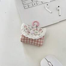 Sweet And Earphone Storage Bag Lace Earphone Suitable Wireless Earphone Protective Universal Lanyard Style - 粉色 - 查看 1