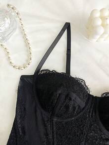 Bestselling Sexy Lace Bodysuit, Spaghetti Strap Waist-Cinching Slimming, Essential For Dates And Parties - Black - View 6