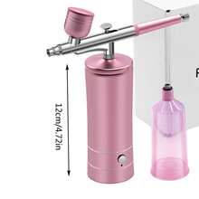 Bộ dụng cụ phun sơn cầm tay kèm máy nén khí, súng phun sơn cấp liệu trọng lực, máy nén khí không dây sạc USB kèm cọ phun sơn để vệ sinh, vẽ tranh, làm móng, tô màu mô hình, trang điểm - Thoa phấn phủ + dùng cọ - Xem 3