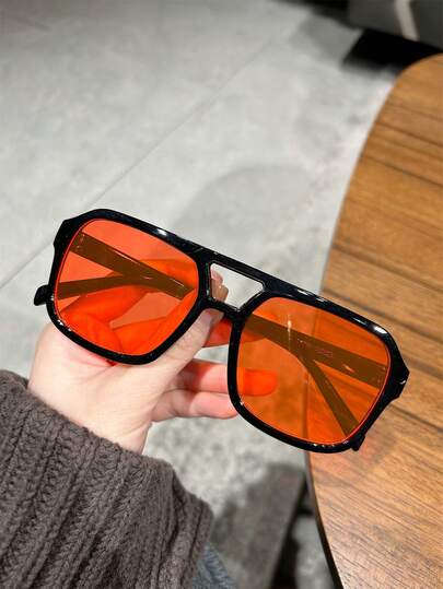 1 Pair Fashionable Square Frame Fashion Glasses, Korean Style, Retro High-End Personalized Fashion Glasses For Clubbing