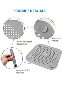 4件装硅胶地漏盖，浴室地漏毛发收集过滤器，防堵塞防滑吸盘地漏垫，水槽过滤器，适用于浴室、厨房、家庭使用