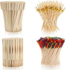 500 piezas Palillos para cócteles para aperitivos, pinchos para fiestas para aperitivos, accesorios para tablas de charcutería, pinchos para cócteles, palillos elegantes para aperitivos, palillos de bambú para pinchos de comida - ColorA - Ver 1