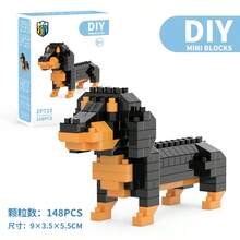 1pc Cartoon Building Blocks Mini Multi-Style Choice Animal Dog Dachshund / Labrador / Schnauzer / Shiba Inu / Poodle Teddy Pet Dog Companion DIY Assembly Educational Building Block Set Home Decor Birthday Gift - 彩色 - 查看 15