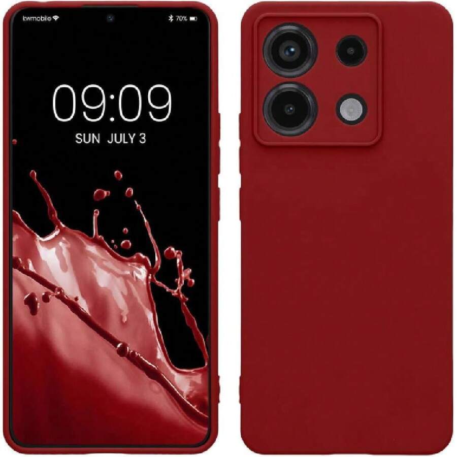 Case Compatible With Xiaomi Redmi Note 13 Pro 5G / Poco X6 5G - With Raised Edges - Suitable For Wireless Charging - Matte Sealing Red, 38213172 - Bright - View 1