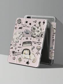 1pc Music Cartoon Kitten Painted Acrylic Protective Case, Suitable For IPad 7/8/9, IPad Air 5/4 9th Gen 10.2", IPad Pro 11" (2018/2020/2021/2022), IPad Air 6/IPad 10th Gen, IPad Air 11" (M3)/IPad 11" (A16 2025), Soft Flip Cover With Magnetic Closure, Folding Stand, Pencil Holder, Auto Sleep/Wake - Multicolor - View 3