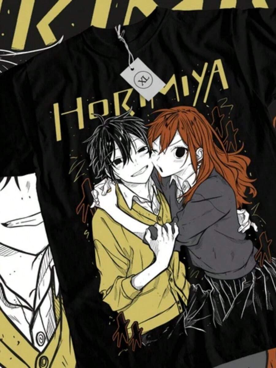 Hori-San To Miyamura-Kun-Shirt Kawaii Japanese Anime Horimiya Shirt All Size - 黑色 - 查看 1