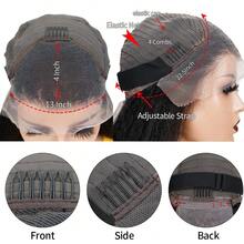 13X4 Kinky Straight  Wigs Human Hair Pre Plucked Kinky Straight Lace Front Wigs Human Hair No Glue 13X4 HD Lace Closure Straight Wigs Human Hair For Women 32Inch - Natural Black - 查看 6