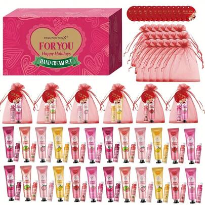 96 PCS/Box, Batch Gift Set Includes Hand Cream, Lipstick, Red Bag And Wedding Card. A Female Companion Gift Assembly For Christmas Holiday Gift Distribution, Thanksgiving Gift, Thank-You Gifts For Colleagues And Friends, And Girl's Gift