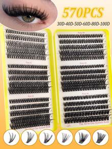 600pcs Cluster Eyelashes D Curl Diy Segmented Eyelashes False Eyelash Book For Beginners, Easy To Use At Home, Thick Fluffy False Eyelashes, Soft And Natural Look Eyelash Extensions To Enlarge Eyes, Thick Mixed Style False Eyelashes, Long-Lasting Use - D - View 12