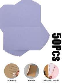 3/10/20/50张装DIY圆角折叠贺卡 - 19.7x14.8厘米/7.75x5.8英寸，空白可涂鸦。提供珠光纸、牛皮纸和纯色卡纸材质。适用于生日、婚礼、感谢活动和日常通信。