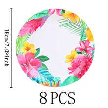 热带植物图案一次性餐具套装，7/9英寸派对餐盘，一次性纸盘和纸杯，适用于节日、婚礼、订婚、生日、派对、庆祝活动 - 彩色 - 查看 7