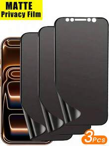 3片装磨砂隐私屏幕保护膜，兼容 17 Pro Max 6.9英寸，磨砂柔性PET材质，兼容 17 Pro Max/16 Pro Max/15 Pro/14/13/12/11 [非玻璃材质] - 防刮花、无气泡、防指纹，兼容手机壳，情人节礼物，屏幕保护必备品，适用于日常、办公、家庭使用。手机屏幕保护膜，手机配件，防窥防水防震防摔防刮花。 - 黑色 - 查看 35