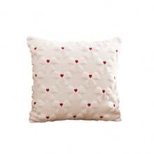 2 Stück/1 Stück Plüsch bestickte herzförmige Kissenbezüge, geeignet für Heimdekoration, Wohnzimmer, Schlafzimmer, Sofa, ganzjährig - Beige - Übersicht 5