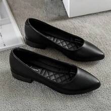 Zapatos de Trabajo de Tacón Bajo y Suela Suave Vintage para Mujeres 2025 Primavera y Otoño, Versátiles, de Punta, Casuales, de Boca Poco Profunda - Negro - Ver 8