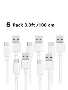 1/3/5条装快速充电线，USB转Type-C，3.3英尺/100厘米充电线，兼容 16/15 Pro Max Plus - 白色 - 查看 8