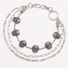 1 Piece Punk Pants Chain Personality Skull Hip-Hop Pants Chain Spring Decoration Denim Hanging Chain Skull Pants Chain - 白K多層骷髏頭彈簧褲鏈 - 查看 3