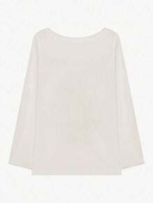 涂鸦露肩T恤防晒披肩，女士宽松长袖薄款空调衫，夏季 - 杏色 - 查看 2