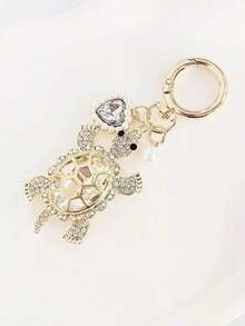 1pc Rhinestone Owl Metal Keychain, Creative Bag Charm, Car Key Chain, Women/Couples Accessory, Small Gift Bag Charms Car Accessories Teacher Friend Sister Gift Ideas - 彩色 - 查看 5
