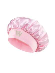 1pc Children's Smooth Satin Letter Print Sleep Cap, Fashionable & Comfortable, Breathable Anti-Slip, Daily Hair Care Cap - Multicolor - View 8