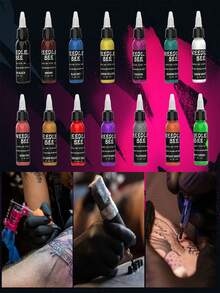 Gold Plume 30ml 7/14 Tinta para tatuajes de colores, pigmento de tatuaje profesional, set de tinta para tatuajes: 30ml (1.01 Oz)/Botella, inodoro, de larga duración, tinta para tatuajes de Halloween, suministros de arte de tatuaje para regalo de Navidad, suministros de arte corporal profesional, accesorios de tatuaje, adecuado para estudios de tatuajes, tinta para tatuajes ABS, suministros para artistas de tatuajes | Set de tinta multiusos | Tinta para tatuajes, regalo del Día de San Valentín - Multicolor - Ver 6