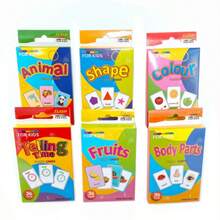 36 pièces/set Cartes éclairs d'apprentissage précoce de vocabulaire anglais pour bébés et tout-petits - Couleurs, Temps, Formes, Animaux, Fruits, Légumes, Parties du corps, Aliments Aide visuelle éducative - Multicolore - Voir 5