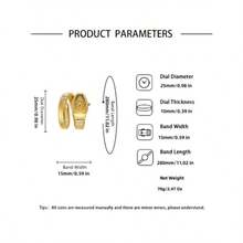 Women's Modern Snake Cuff Bracelet Design Quartz Stainless Steel Watch, Rhinestone Decor Exquisite  Analog Wristwatch, Rhinestone Decorated Fashionable Gold Watches For Women As Gift, Accessories, Jewellery - trắng - Xem 6