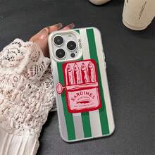 Canned fish Phone case suitable for  17, 16, 15, 14, 13, 12, 11, 8, 7 Pro Max, AIR, PLUS, X, XS. Gift for friends, gift for family, couple's style, unisex, Halloween gift, Easter gift, silver phone case. - Teléfono pez encajonado OTUXJU negro con carcasa plateada en blanco y negro - - Ver 4