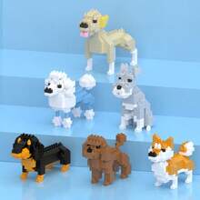 1pc Cartoon Building Blocks Mini Multi-Style Choice Animal Dog Dachshund / Labrador / Schnauzer / Shiba Inu / Poodle Teddy Pet Dog Companion DIY Assembly Educational Building Block Set Home Decor Birthday Gift - 彩色 - 查看 1