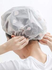 5 piezas/4 piezas/1 pieza Gorro de ducha impermeable de plástico EVA, gorro de natación reutilizable elástico, gorro con estampado de banda elástica de encaje para salón de belleza/SPA - Multicolor - Ver 10