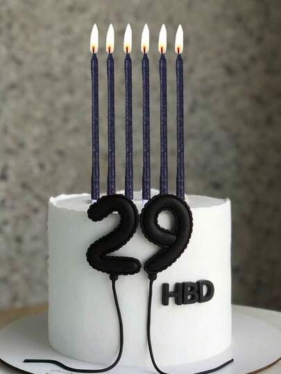 Black Sprinkle Straight Candles For Birthday, Anniversary, 1st Birthday Party Cake Decoration
