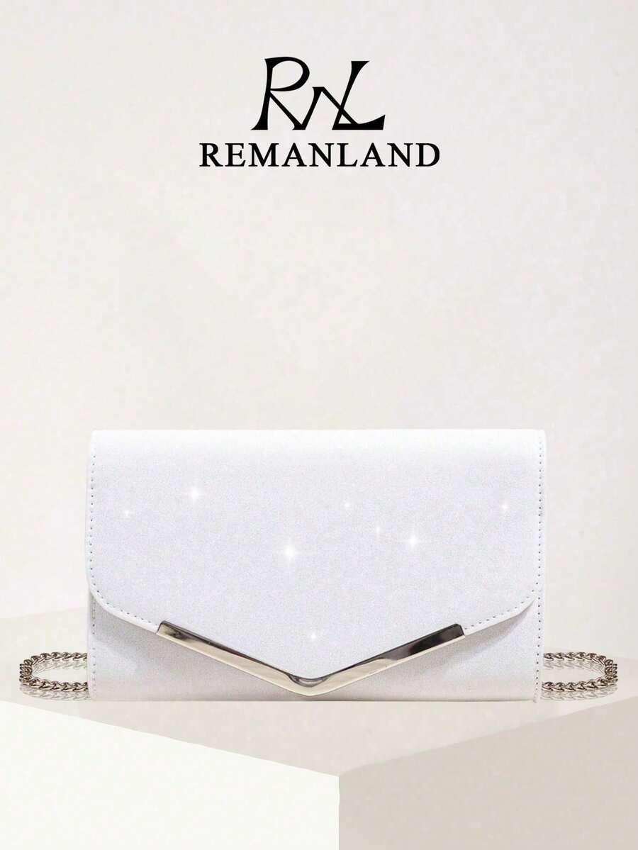 REMANLAND Embrague con forma de V brillante y de moda, bolso de hombro exquisito y único, bolso de sobre elegante y minimalista, adecuado para que las mujeres asistan a fiestas, bodas, galas y otras ocasiones, regalo perfecto para la mujer