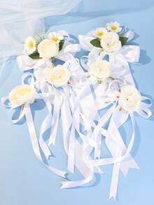 婚车后视镜装饰花、门把手装饰花、桉树椅背装饰花、人造玫瑰竹椅装饰花、婚礼走廊装饰花、婚车装饰花、夏季、海滩 - 多色 - 查看 15