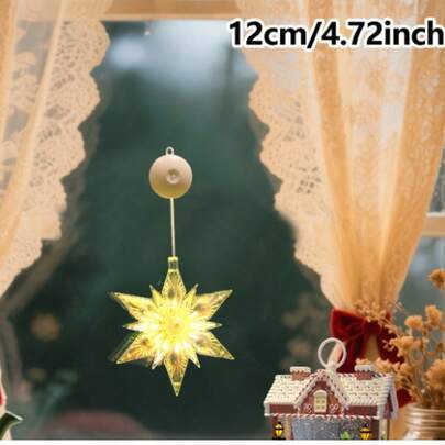 1pc 12cm/22cm LED Star Warm Light, Star Shaped Home Window/Wall Holiday Decor Light, Battery Powered Window Hanging Novelty Star LED Suction Cup Light Suitable For Fireplace, Indoor/Outdoor Decoration (Batteries Not Included)