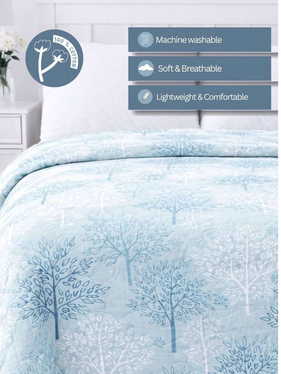 Primavera Desenli Silicon Dolgulu Tek Kişilik Yorgan - Teal Blue - View 1