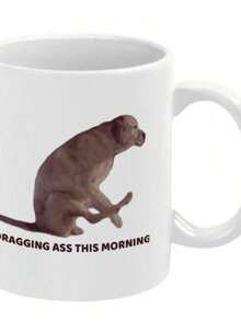 Dragging This Morning Coffee Mug 11 Oz Funny Dog Mug Dog Lovers Coffee Lovers Pet Owners Birthday Christmas New Year Friends Dad Mom Sister Coworker Girlfriend Boyfriend - Đen 2 - Xem 1