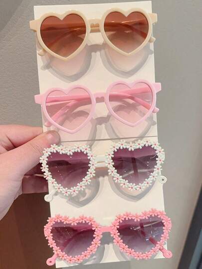 2/3/4 piezas Gafas de niña con corazón lindo para niños y bebés, gran regalo para el Día de San Valentín, solo se muestra la tarjeta, no se envía