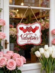 Happy Valentine's Day Heart Wooden Decoration Wreath - Perfect Wall Or Door Hanging, Ideal For Valentine's Day, Anniversaries, And Holiday Parties, A Great Gift Choice - Multicolor - View 5