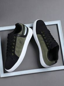New Men's Sneakers, Fashionable & Casual Lace-Up Shoes, Skateboard Shoes, Men's Sports Shoes, Personalized Street Style Men Shoes - Army Green - View 5